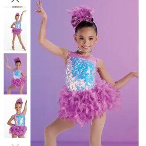 Weissman "Pose" sparkly feather dress tap jazz dance costume